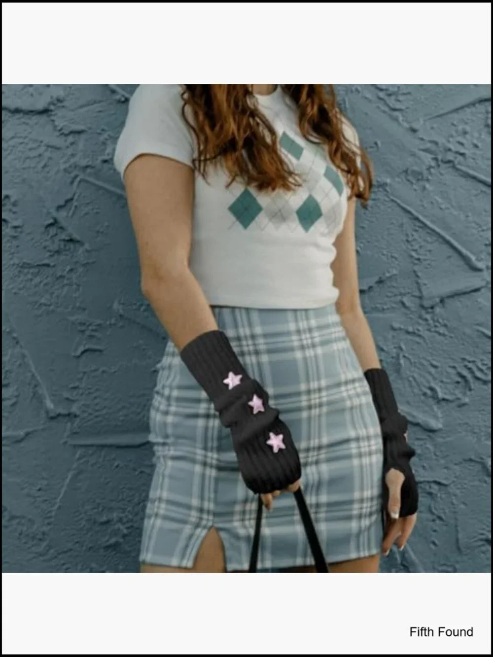 Y2K Kawaii Goth Fingerless Arm Warmers Knitted Gloves for Women